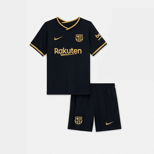 Kids Barcelona Away Black Soccer Kits Shirt With Shorts 2020/21